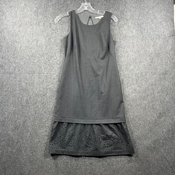 Rebecca Taylor Dress Women's 2 Gray Charcoal Sleeveless Wool Blend Crochet - Picture 1 of 7